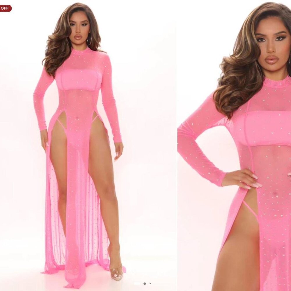 Fashion Nova Pink Sparkly Maxi dress